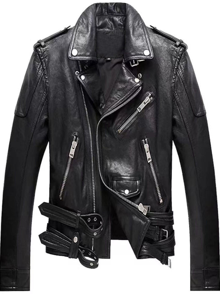 Mens Genuine Leather Biker Jacket