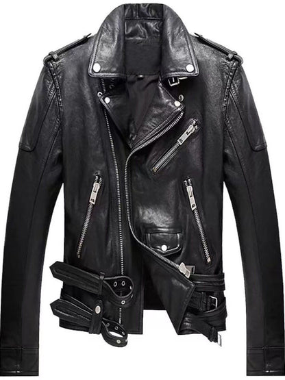 Mens Genuine Leather Biker Jacket