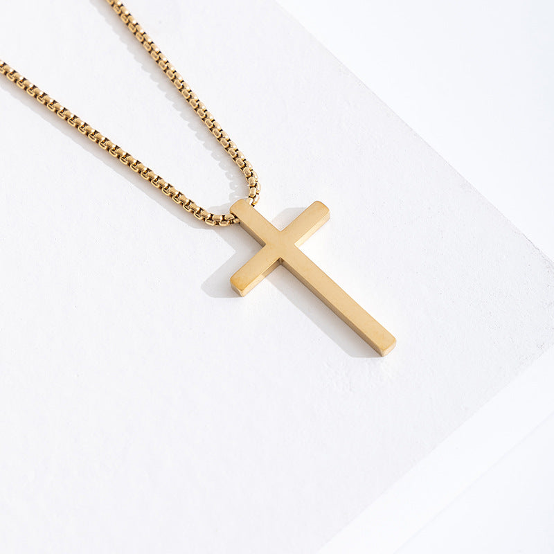Adjustable Stainless Steel Cross Pendant Necklace