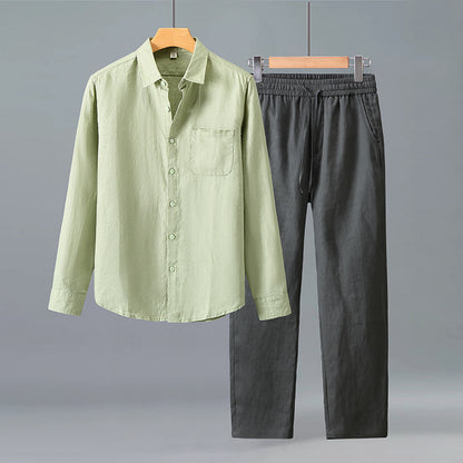 Men's Linen Casual Shirt and Trousers Set