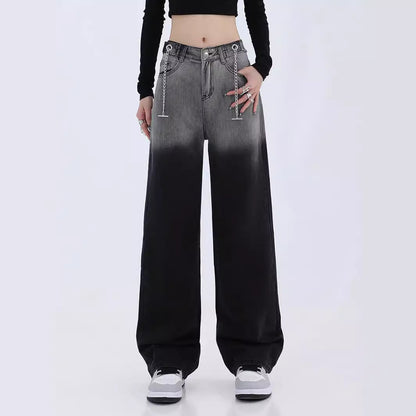 Gradually darkening black jeans for women