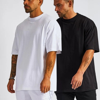 Solid color short-sleeve cotton T-shirt Men