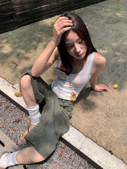 Retro Denim Wide-Leg Mid-Pants for Women
