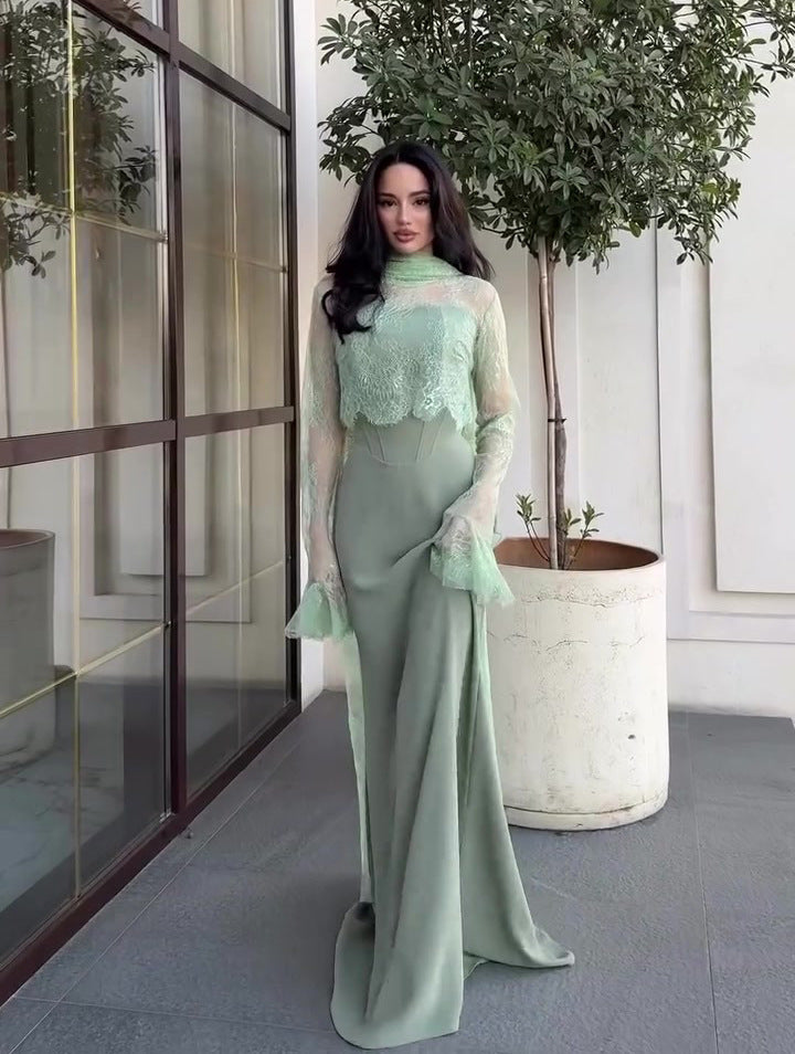 Elegant Long Sleeve Dress Three-Piece Set