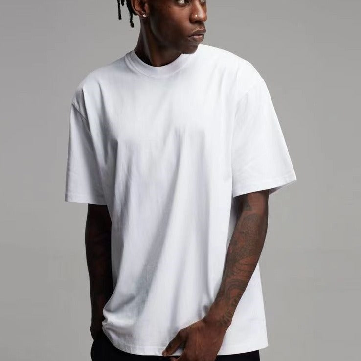 Solid color short-sleeve cotton T-shirt Men