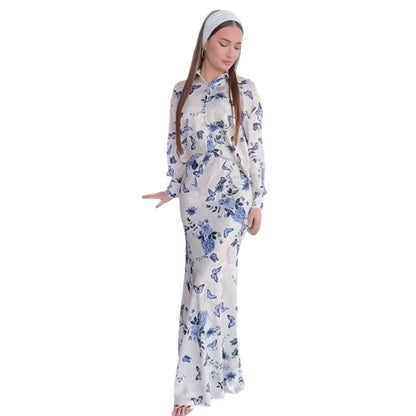 Women's Lapel Long Sleeve Printed Suit