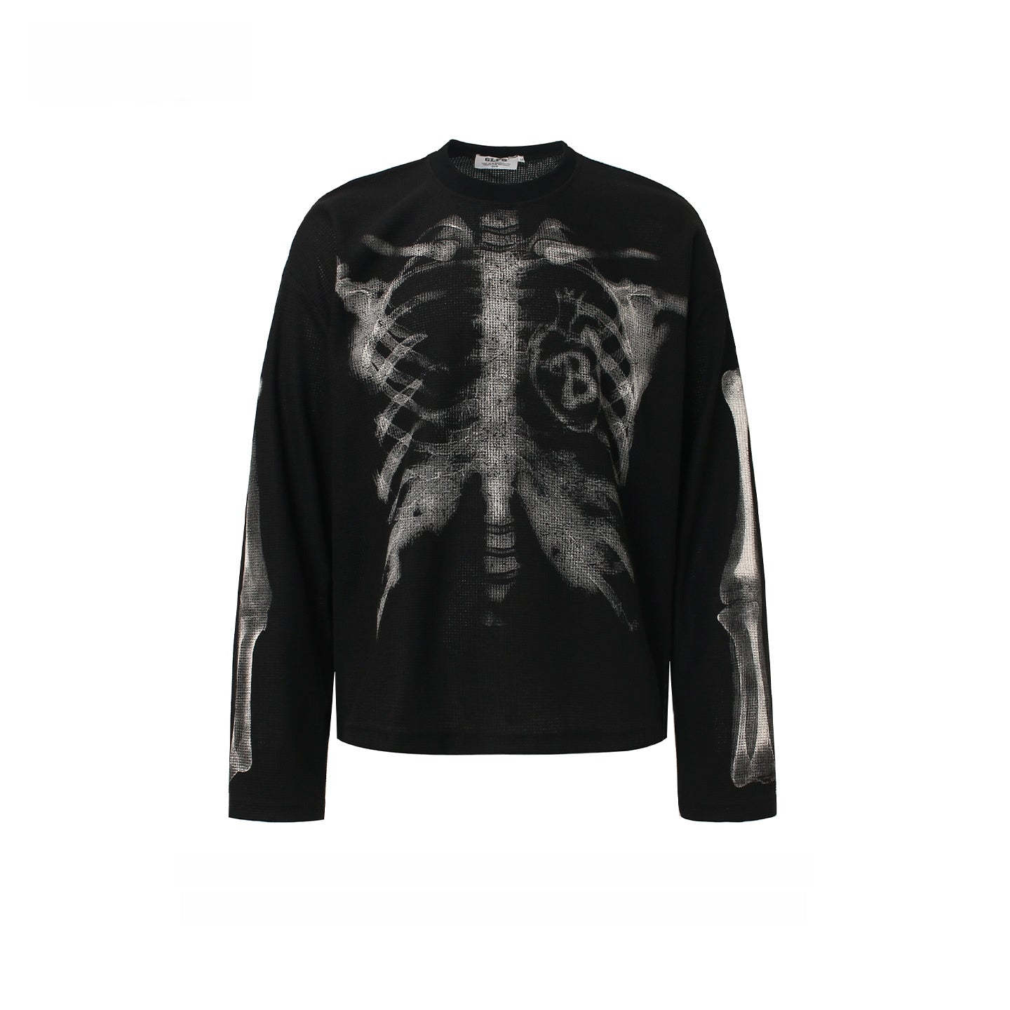 Skull Print Waffle Long Sleeve T-Shirt
