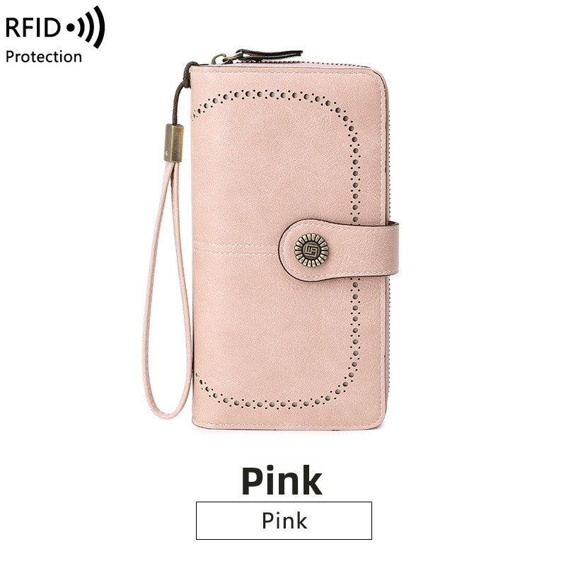 Long-style zipper anti-magnetic wallet