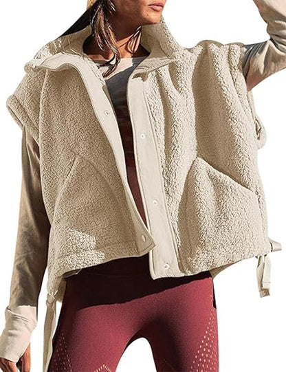 Women's Plush Fleece Button Front Vest