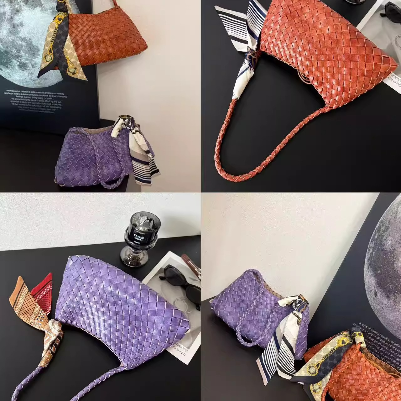 Genuine leather hand-woven bags