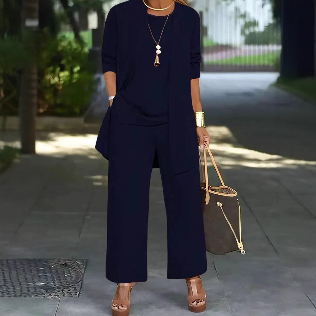 Women's Solid Color Three-Piece Casual Suit