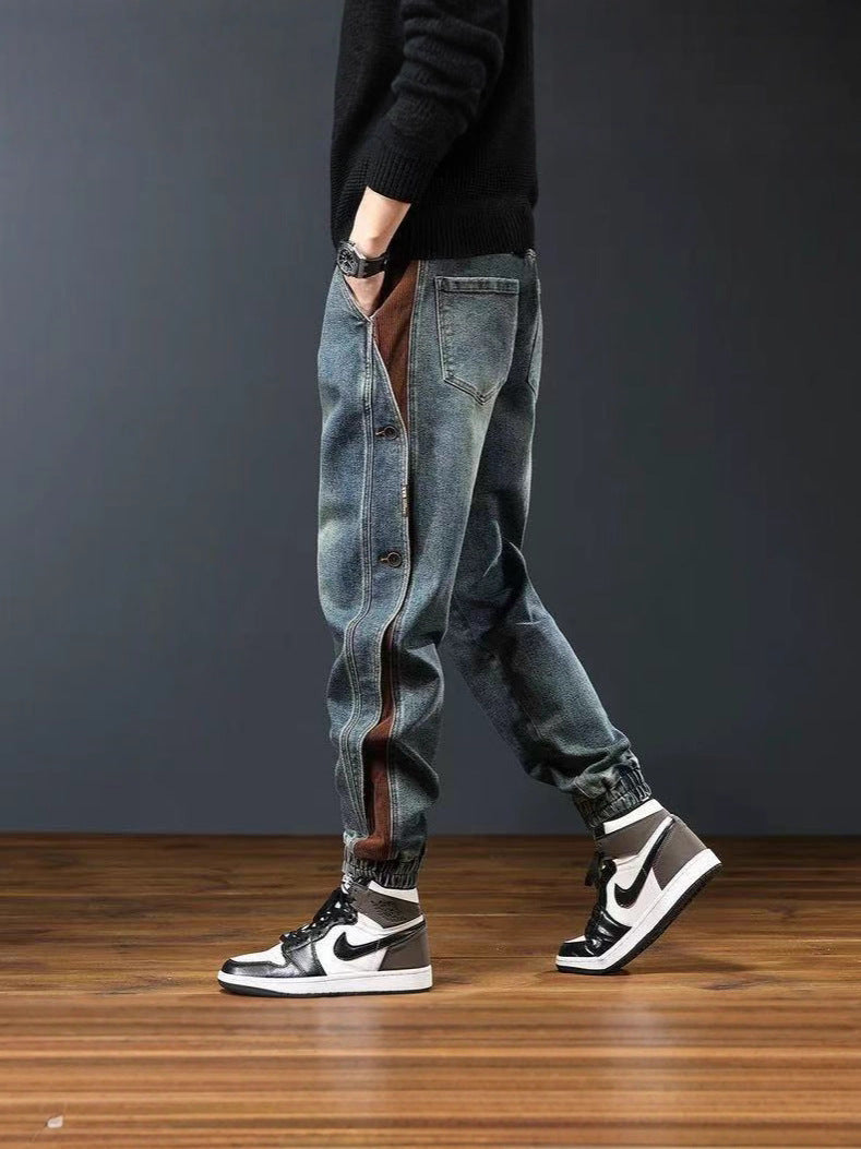 Retro patchwork skinny jeans
