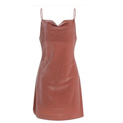 Spaghetti-strap ice-silk nightgown